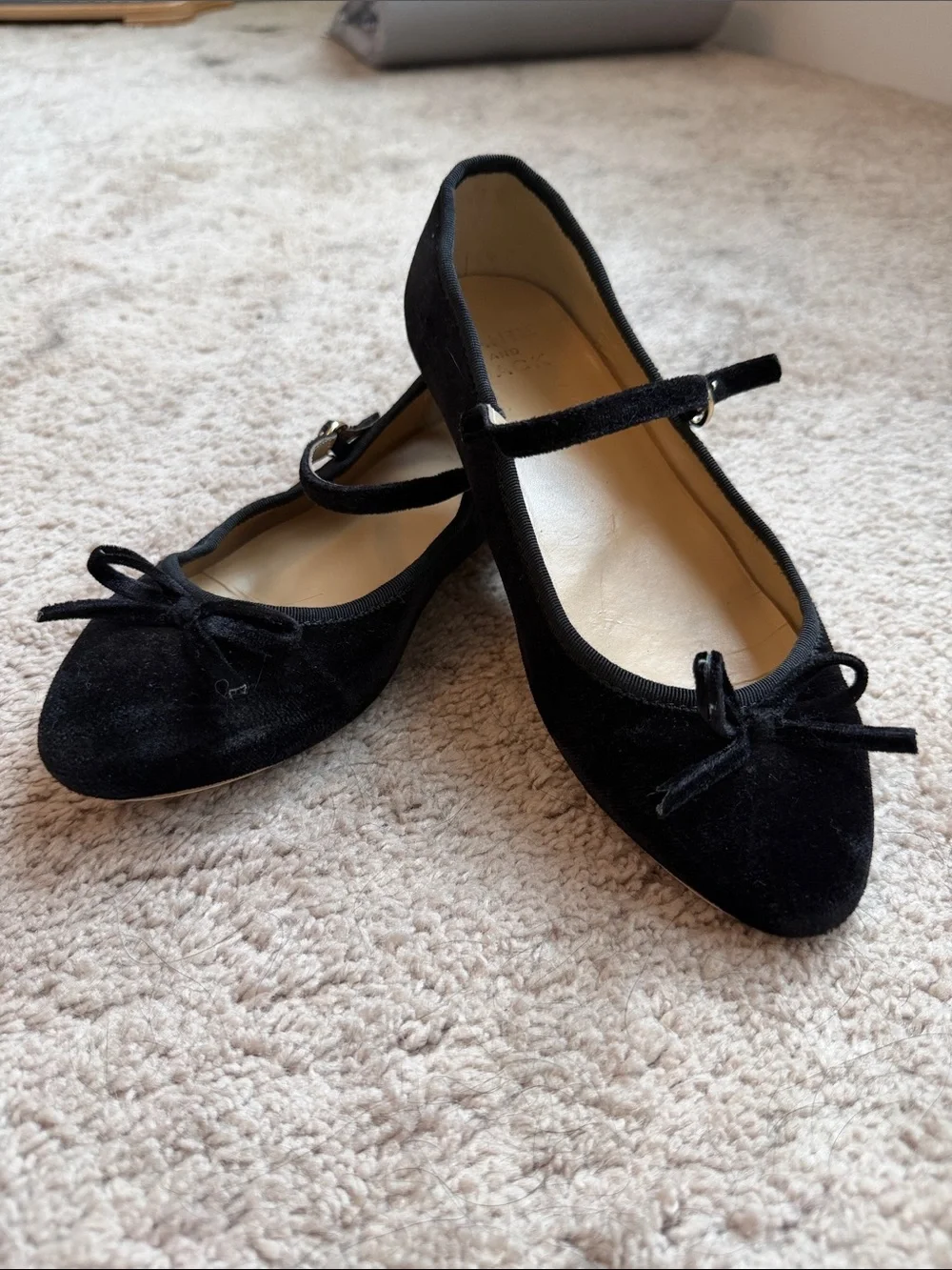 Janie and Jack Black Velvet Mary Jane Flats with Bow Accent